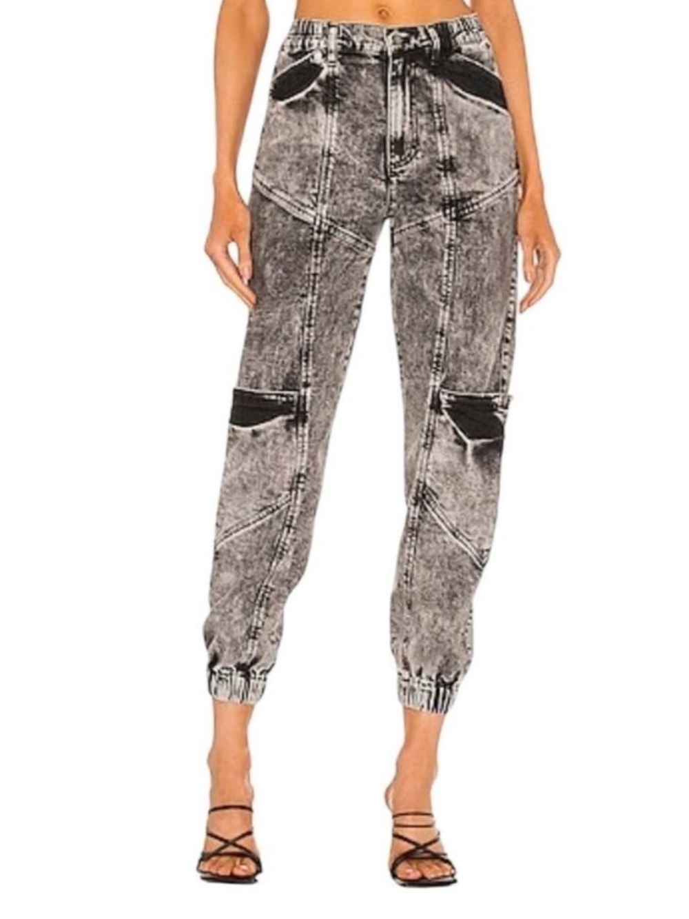 NWT RETROFÉTE Tatum Acid-wash Jogger Jeans In Acid Grey 28